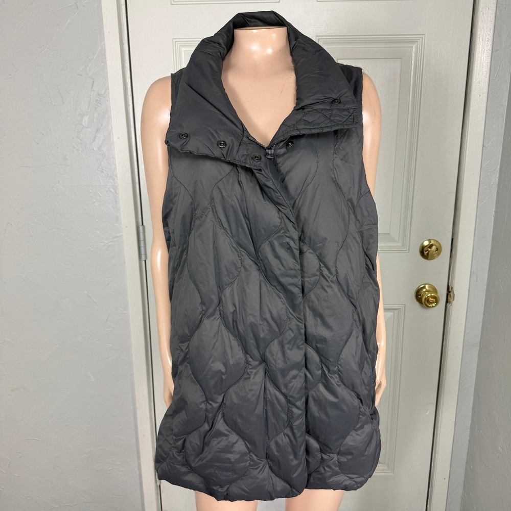 JarDown Quilted Women's Jacket Vest medium Puffer Coat Full zip Gray Vv21b